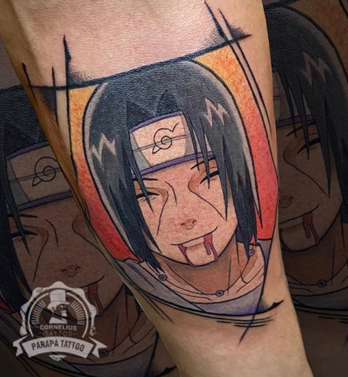 tatuaje de sasuke de Naruto | tatuajes para hombres | estudio tatuajes en Madrid | estudio tatuajes