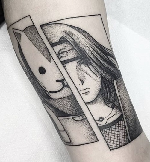 tatuaje anime de personajes de Naruto | tatuajes para hombres | estudio tatuajes en Madrid | estudio tatuajes